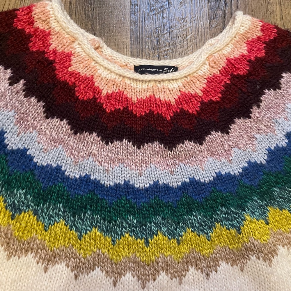 American Eagle Outfitters Ahh- Mazingly Soft Rainbow Colorful Sweater